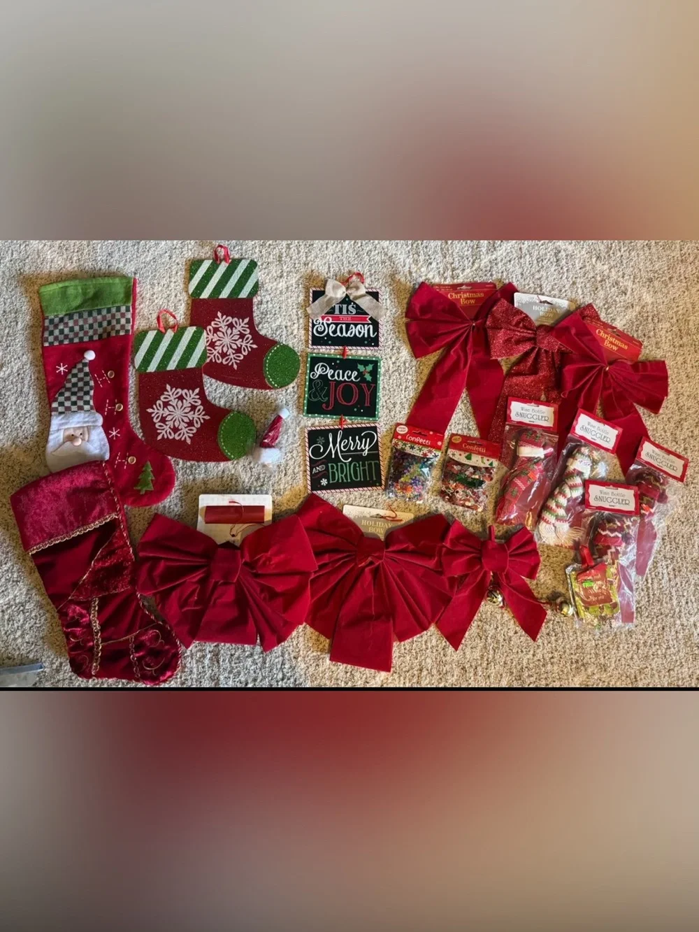 Huge Lot of Christmas Decorations, Wine Snuggles & Charms NWT’s